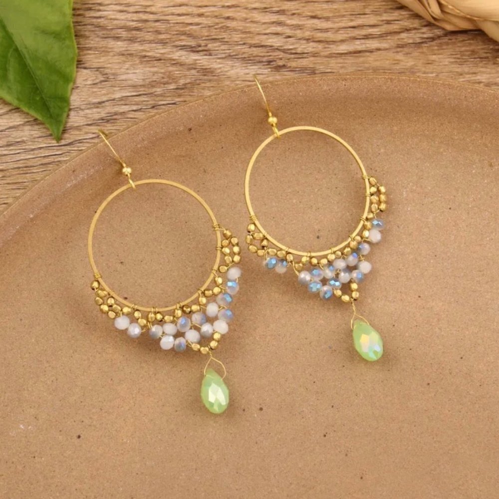 Pretty Beaded Hoop and Drop Earrings NEW